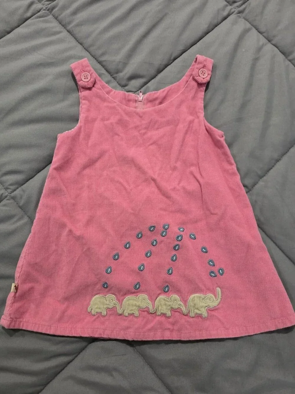 Vintage Coco Bon Bons girls sz 12 months pink corduroy jumper dress Elephants